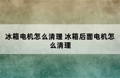 冰箱电机怎么清理 冰箱后面电机怎么清理